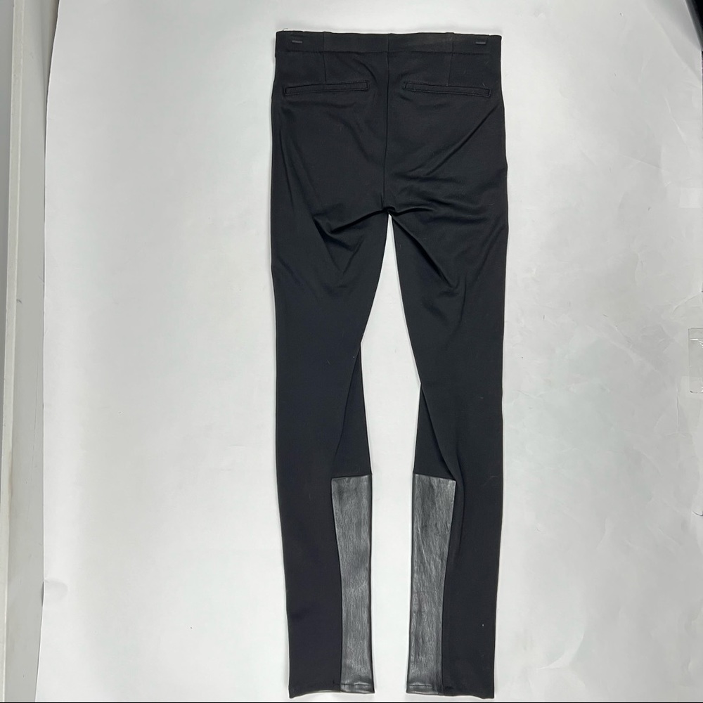 OWO Helmut Lang - Black Lambskin Leather & Cotton Combo Pull on Leggings, Size 2 - Picture 5 of 16